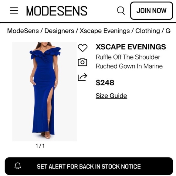 NWT Xscape womens Long Stretch Scuba Crepe Ruffle Collar Ruched Dress - Picture 3 of 7